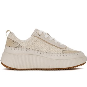 Resim Derimod Kadın Bej Bağcıklı Kalın Tabanlı Örgülü Sneaker 25SFD43086F 