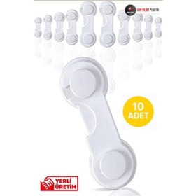 Resim 10 Adet Mandallı Dolap Ve Çekmece Çok Amaçlı Çocuk Bebek Güvenlik Kilit Emniyet Şeffaf 