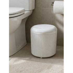 Resim Decorev Modern Çizgili Tasarımlı Click Kapaklı - Şık ve Kompakt Banyo Çöp Kovası 