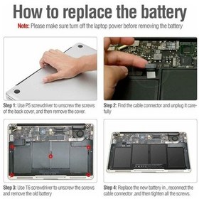 Resim Apple Uyumlu MacBook Model: A1496 / A1466 / A1405 Batarya Pil 
