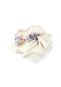 Resim Sarı Lale Çini Baskılı Pamuk Bambu Peştemal 