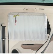 Resim Chuangyinshop 1 Adet Emme Bölmeli Araba Arka Cam Perdesi Floral Style Gray Desenli Tassels Süslemeli 