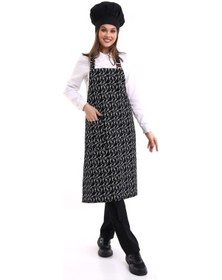 Resim Siyah Balık Desenli - Askılı Aşçı Ve Mutfak Önlüğü-Standart-Tek Parça 