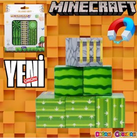 Resim Minecraft Karpuz, Merdiven Ve Kaktüs Desenli Blok Manyetik Bloklar 