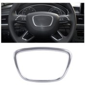Resim Audi İçin Araba Oto Direksiyon Halkası Kapağı Trim Etiket Dekorasyon Gümüş 