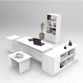 Resim Robin Home Beyaz Ofis Büro Masa Takımı Makam Takımı 
