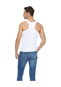 Resim Erkek Beyaz Elastan Pamuklu Likralı Spor Atlet 3'lü Paket Beyaz 