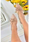 Resim Fox Shoes Ten Saten Kumaş Taş Detaylı Kadın Topuklu Ayakkabı M246 