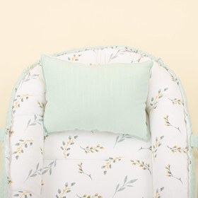Resim Babynest ve Yastık - Çift Taraflı - Mint Muslin - Yapraklar 