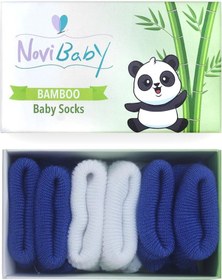 Resim Novibaby 3'lü Bambu Yenidoğan Bebek Çorabı I White Blue I 0-6 ay "Karışık Renkli" 