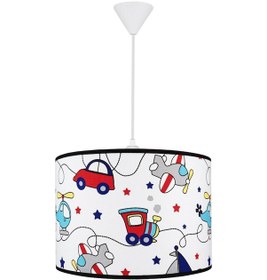 Resim Şenay Aydınlatma Silindir Kumaş Sarkıt Avize-Sevimli Taşıtlar 