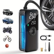 Resim CaRSun Taşınabilir Araba ve Motosiklet Hava Pompası - Dijital Ekran, USB-C Uyumlu, Şarj Edilebilir Pil, Lastikler, Bisikletler için Yüksek Basınç Teknolojisi - Pil ile Çalışan Şişirici, Motosiklet Hava Pompası, Bisiklet Lastik Şişirici, Modern Estetik, Dayanıklı Yapı 
