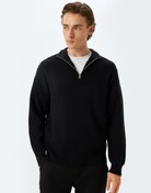 Resim Kışlık Triko Kazak Yarım Fermuarlı Basic Dokulu Viskon Karışımlı 