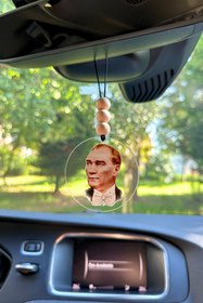 Resim Lusida Design Mustafa Kemal Atatürk Portresi Dikiz Aynası Süsü Hediye Kutulu Araba Süsü 