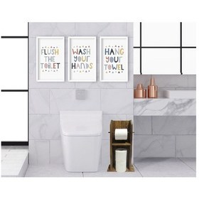 Resim Bk Home Doğal Masif Ahşap Tuvalet Kağıtlığı Ve Dekoratif 3’Lü Ahş (551051897) 