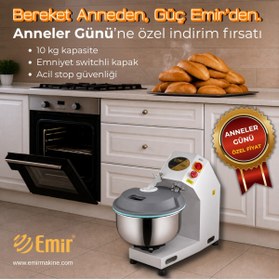 Resim Emir Endüstriyel Mutfak EMİR 10 KG HAMUR YOĞURMA MAKİNESİ - EV TİPİ EKMEK VE PİZZA YOĞURMA ROBOTU, GÜVENLİ KAPAK ÇOCUK DOSTU 