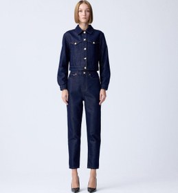 Resim Gold Düğme Detaylı Lacivert Denim Ceket - LACIVERT / 36 