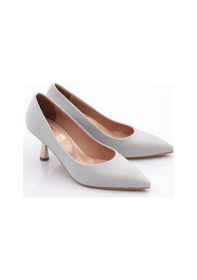 Resim Dgn 340-1 Kadin Sivri Burun Parmak Dekolteli Topuklu Ayakkabi 340-1-1918-R5639 Gümüş Kristal 