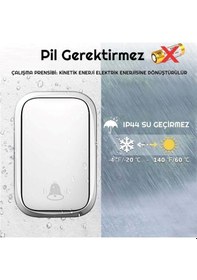 Resim Plentiful Su Geçirmez Kablosuz Kapı Zili Pil Gerektirmez Beyaz 150metre 