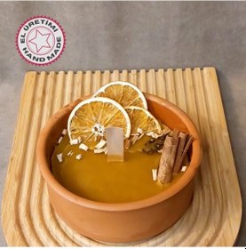 Resim Uretti - Ayşe 7362 2105 El Yapımı Toprak Kasede Bal Mumu Turuncu 