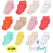 Resim Novibaby 12'li Bambu Yenidoğan Bebek Çorap I New Girl I Kız Erkek Bebek Çorabı Çok Renkli 
