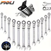 Resim 8-19mm Kombine Ratchet Anahtar Esnek Başlıklı Çift Amaçlı Ratchet Aracı Tamir Ratchet Kombinasyon Seti Araba El Araçları 