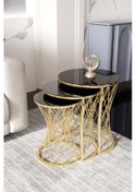 Resim Radical İç İçe 3 Lü Zigon Sehpa Gold Siyah 
