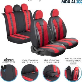 Resim Fresh Start Alfa Romeo 156 Uyumlu Lüx Deri Detaylı Oto Koltuk Kılıfı Ön Arka Takım Vista Serisi Siyah Kırmızı Fs 