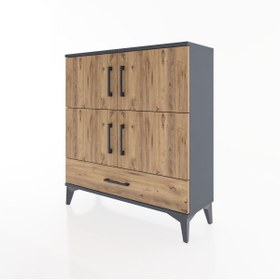 Resim Arges Şifonyer 4 Raflı Tek Çekmeceli 4 Kapaklı 88x30x96 - Aytaşı / Çam 