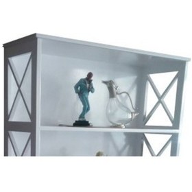 Resim Kitaplık ÇAPRAZ Yan Model Alt Kapak ve raf Kayın Ve MDF Torna Parlak Beyaz Lake boya El Yapım 