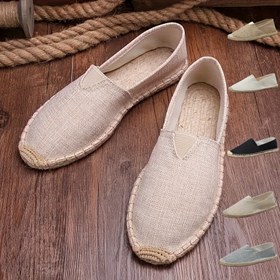 Resim Erkekler için İlkbahar, Yaz ve Sonbahar Kış Ayakkabıları: Nefes Alabilen Anti-Koku Kayma Önleyici Günlük Spor Ayakkabılar, Şık Minimalist Trendli Düz Renk Tuval Loaferlar 
