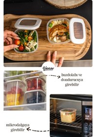 Resim Vienev Renkli Etiketli Kare Saklama Kabı Beyaz 12li Beyaz 