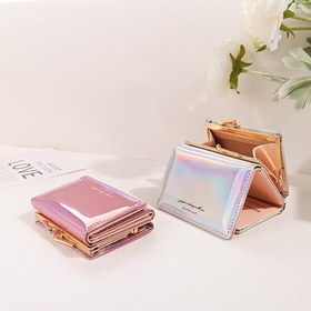 Resim Radyum Yapay Sentetik Deri Kadın Kartlık Moda Üç Katlı Kısa Cüzdan 