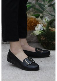 Resim Fort Sdf 42613 Siyah Hafif Rahat Taban Şık Kadın Babet Günlük Ayakkabı 001 