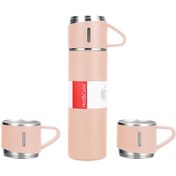 Resim Yunboo 304 Paslanmaz Çelik Isı Yalıtımlı Termos Seti, 500ml, Dış Mekan & Araç Kullanıma Uygun, 3 Bardaklı, Isı/sıcak Tutucu, Dayanıklı Siyah 