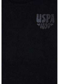 Resim U.S. Polo Assn. Kız Çocuk Siyah Simli Baskı Detaylı Bisiklet Yaka Basic Sweatshirt 50314289-VR046 