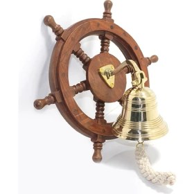 Resim Duvara Asmalı Ahşap Dümenli Pirinç Çan 