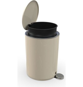 Resim Primanova Lenox Pedallı Çöp Kovası Ve Klozet Fırçası Bej Krem 