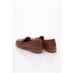 Resim Dgn 1852 Kadin Metal Aksesuarli Loafer Ayakkabi Ceviz 
