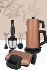 Resim GoldMaster Orkide Elektrikli Mutfak Çeyiz Seti 3 Lü Evlilik Paketi Gold 
