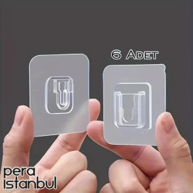 Resim Pera İstanbul 2 Adet Süper Güçlü Şeffaf Çerçeve Askısı Resim Mutfak Kancası Kendinden Yapışkanlı Şeffaf Yapışkan 
