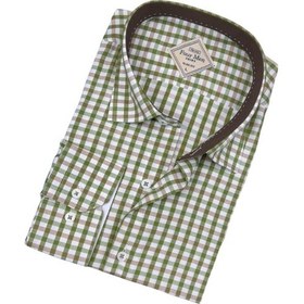 Resim Pamuklu Haki Uzun Kollu Erkek Gömlek Slim Fit Kalıp -9805 Haki 