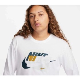 Resim Nike Long Sleeve White Cotton Graphic Print T-Shirt Beyaz Erkek Uzun Kollu T-Shirt FJ1077-100 