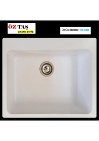 Resim Öztaş ÖZ-60b Granit Mutfak Eviye Beyaz Tek Gözlü 55 x 60 CM 