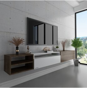 Resim Myniture Home & Living Duvara Monte Tv Sehpası S6111-6 Ceviz Beyaz Ceviz 