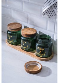 Resim Acar Pierre Akasya Kapaklı Kavanoz Seti - 12 Cm Yeşil 