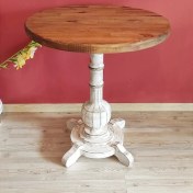 Resim Masifart Lugano Fiskos Sehpa Tornalı Ayak Yan Sehpa Beyaz Eskitme 