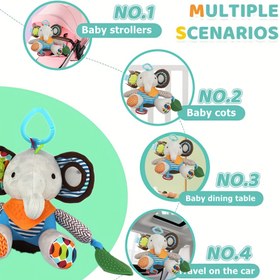 Resim 1 Adet Yumuşak Peluş Fil Çocuk Oyuncak - 3 Yaşına Kadar Çocuklar İçin Rahatlatıcı Bebek, Çoklu Sahneler (Çocuk Arabası, Beşik, Masa Takımı, Seyahat Arkadaşı), Mükemmel Doğum Günü, Noel, Şükran Günü, Paskalya, Cadılar Bayramı Hediyesi, Rastgele Kurdele Rengi, Çocuk Konfor Oyuncağı | Etkileşimli Oyuncak | Yumuşak Peluş Malzeme 