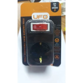 Resim Ufo Anahtarlı Priz Tekli Siyah Akım Korumalı 3500W Ufo Tekli Akım 