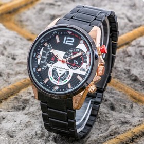 Resim Yeni Sezon Erkek Saati Siyah Çelik Kordon Tasarım Kadran Analog Chronograph 